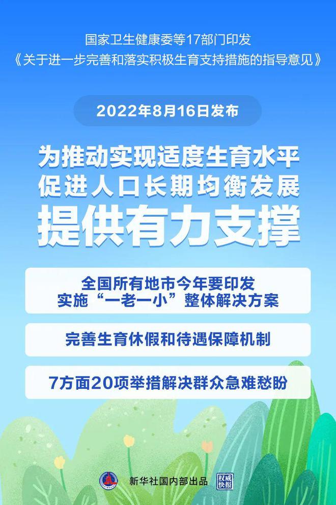 鼓勵生三孩！20項給力措施！17部門聯合發文